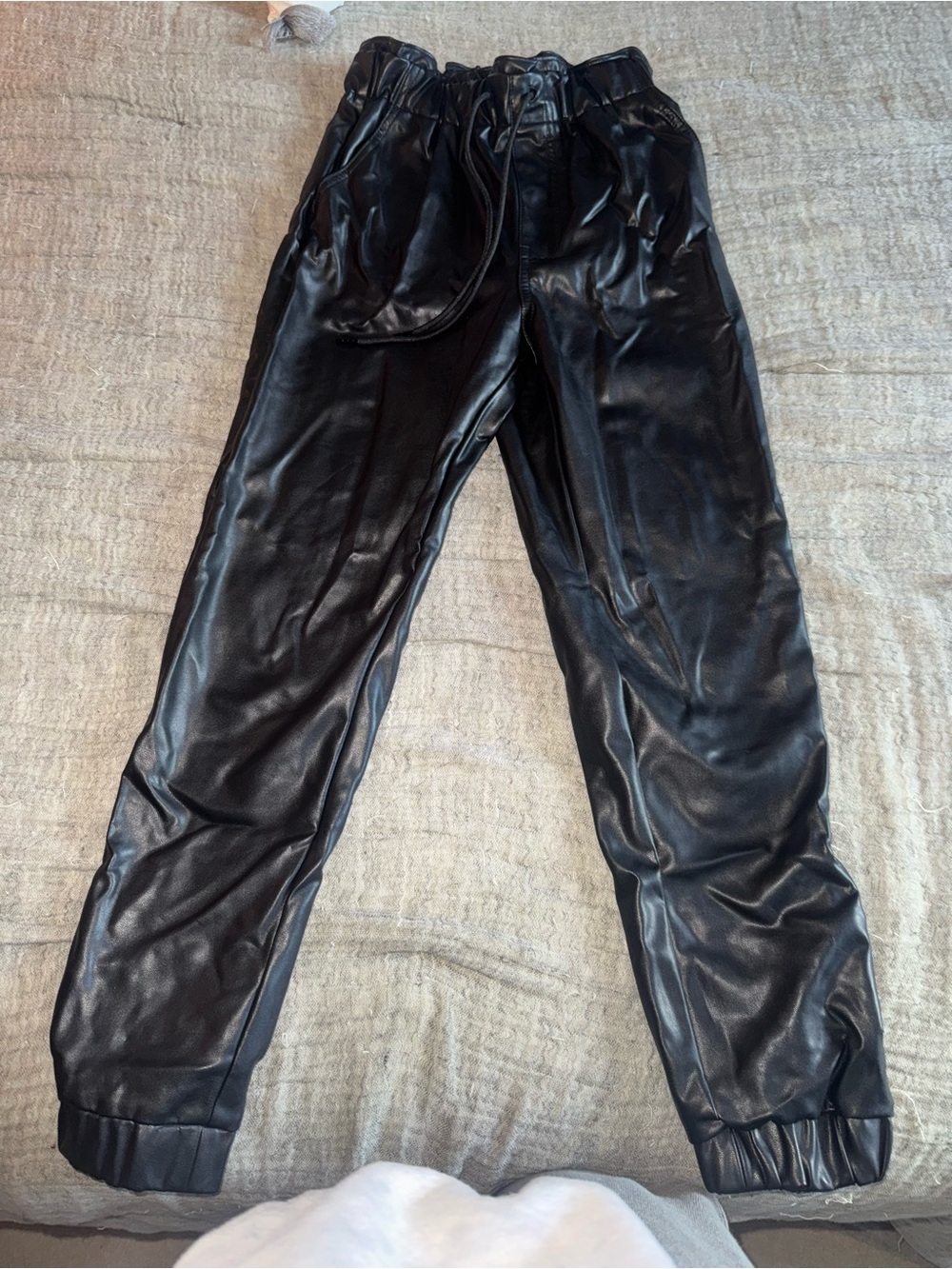 Abercrombie & Fitch Black Faux Leather Jogger Pants for Kids